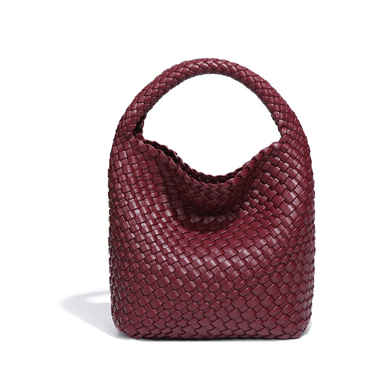 Women's Korean Style Fashionable Woven Pure Color Handbags