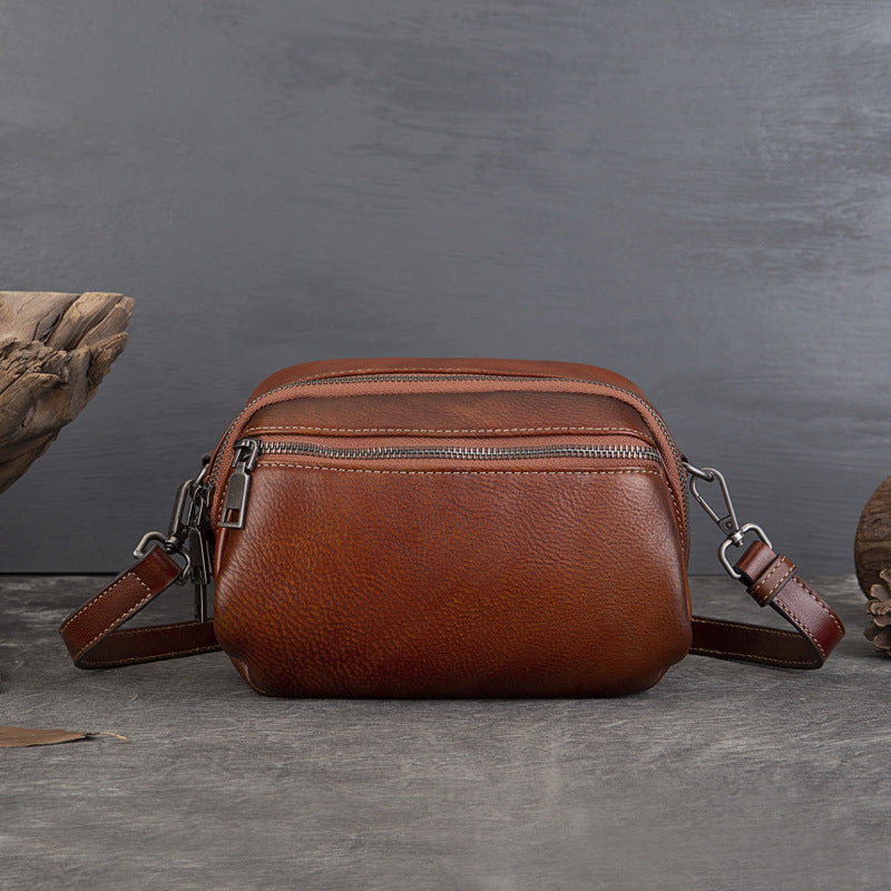 Women's Round Hand-rub Color Soft Large Capacity Crossbody Bags