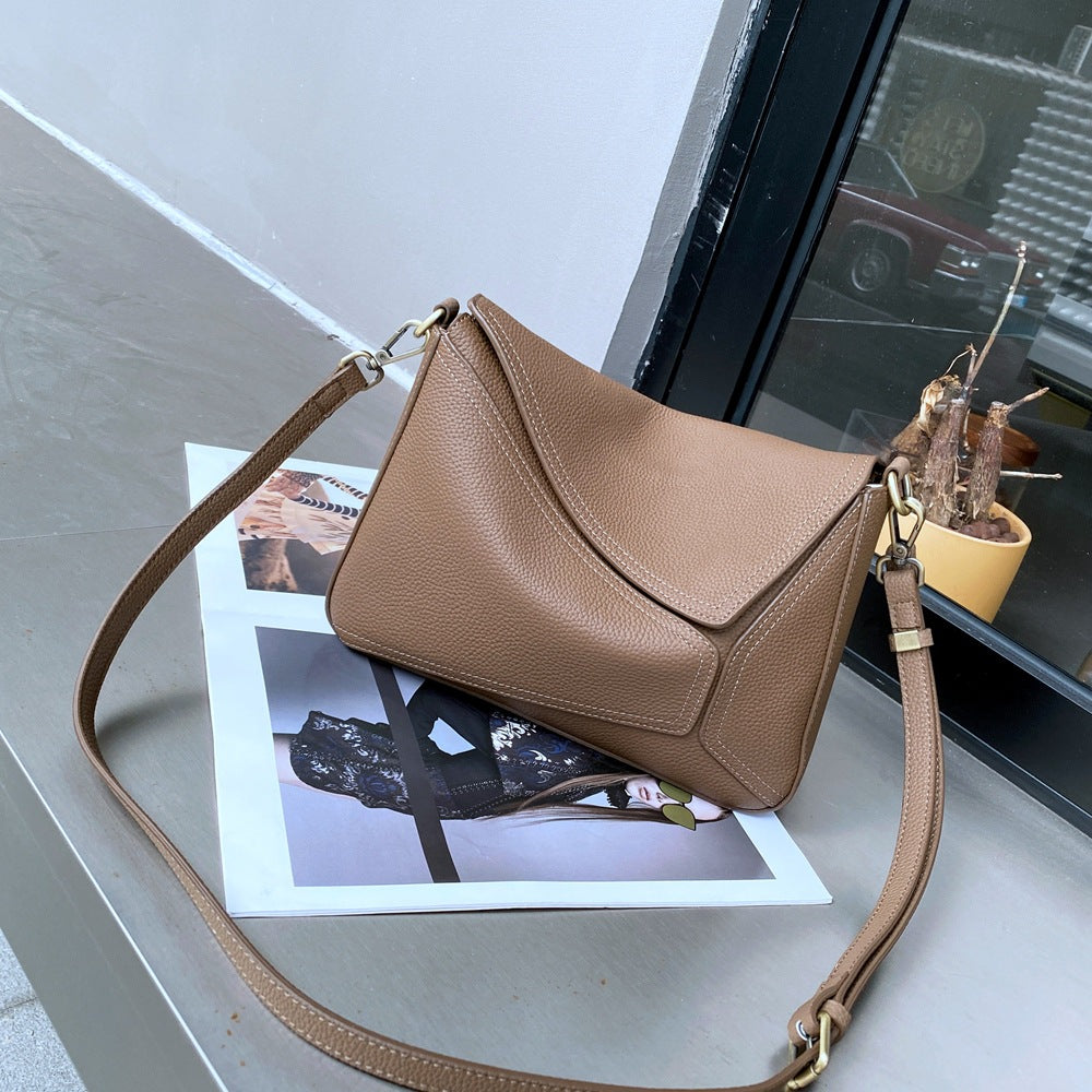 Women's Underarm Geometric Leather Pillow First Layer Crossbody Bags