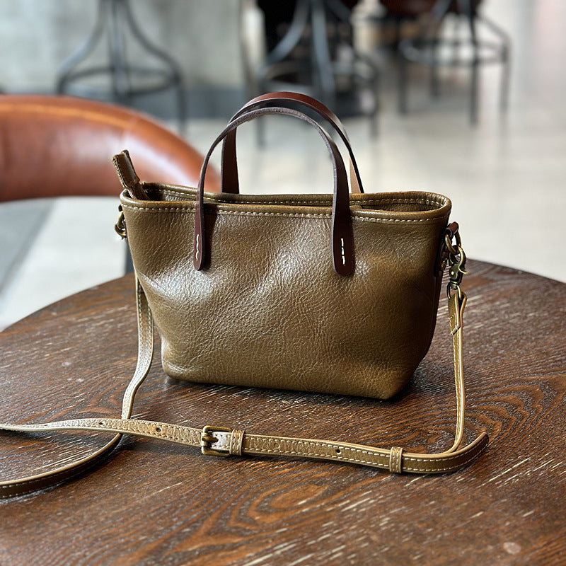 Women's Top Layer Cowhide Leather Mini Contrast Bags
