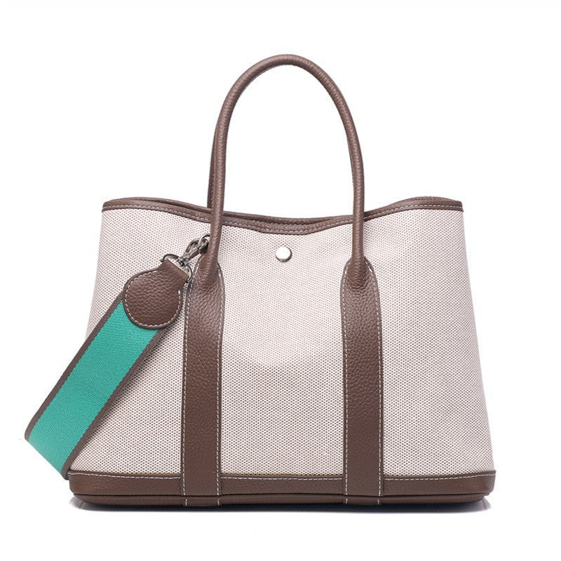 Women's With Canvas Genuine Leather Stuffed Red Handbags