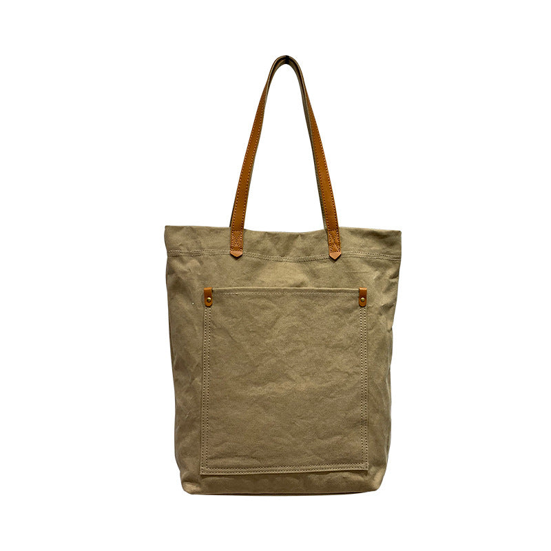 Women's Versatile Canvas Solid Color Commuter College Shoulder Bags