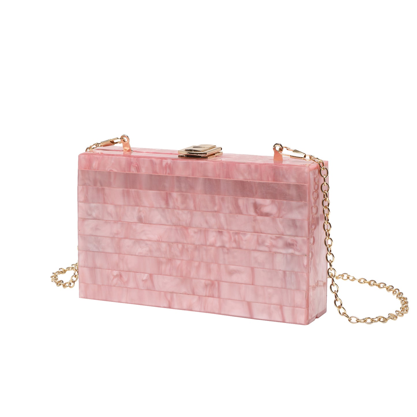 Dinner Fashion Striped Stitching Pearlescent Acrylic Handbags