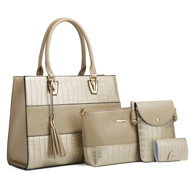 Women's Fashionable Portable Retro Crocodile Pattern Set Handbags