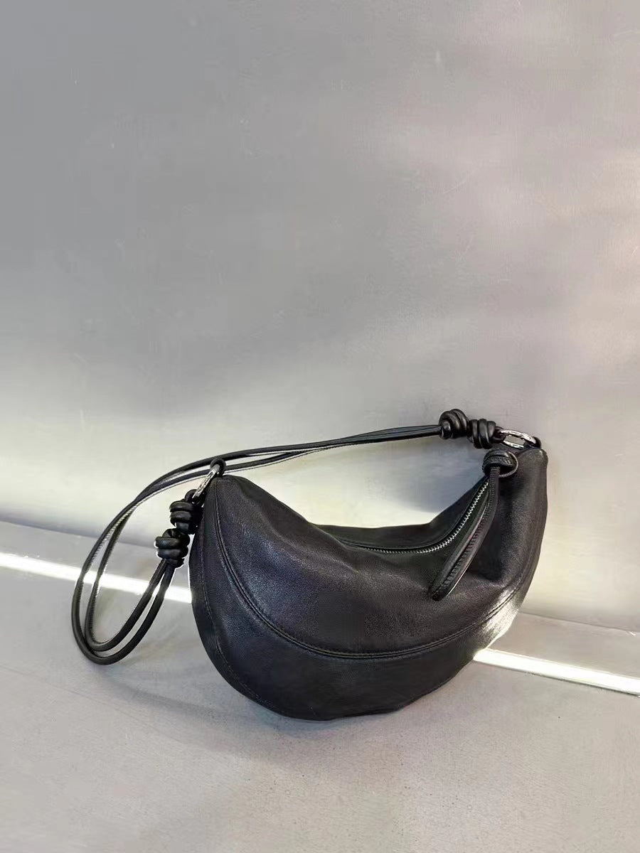 Women's Tanned Sheepskin Genuine Leather Retro Niche Crossbody Bags