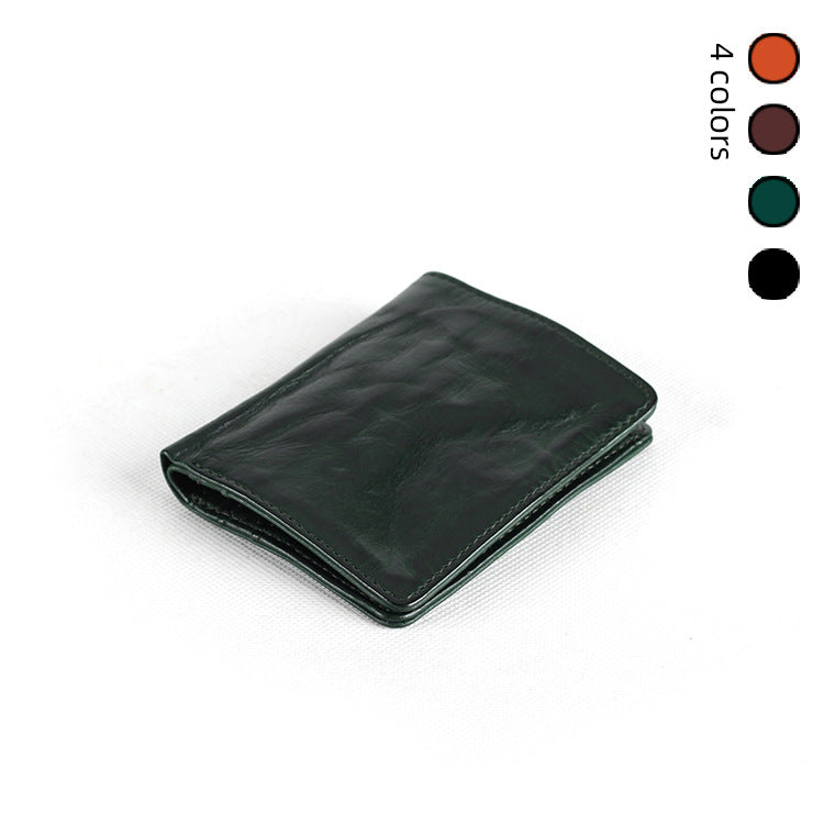 Leather Simple Retro Two-fold Short Multiple Slots Driving Ladies Wallets