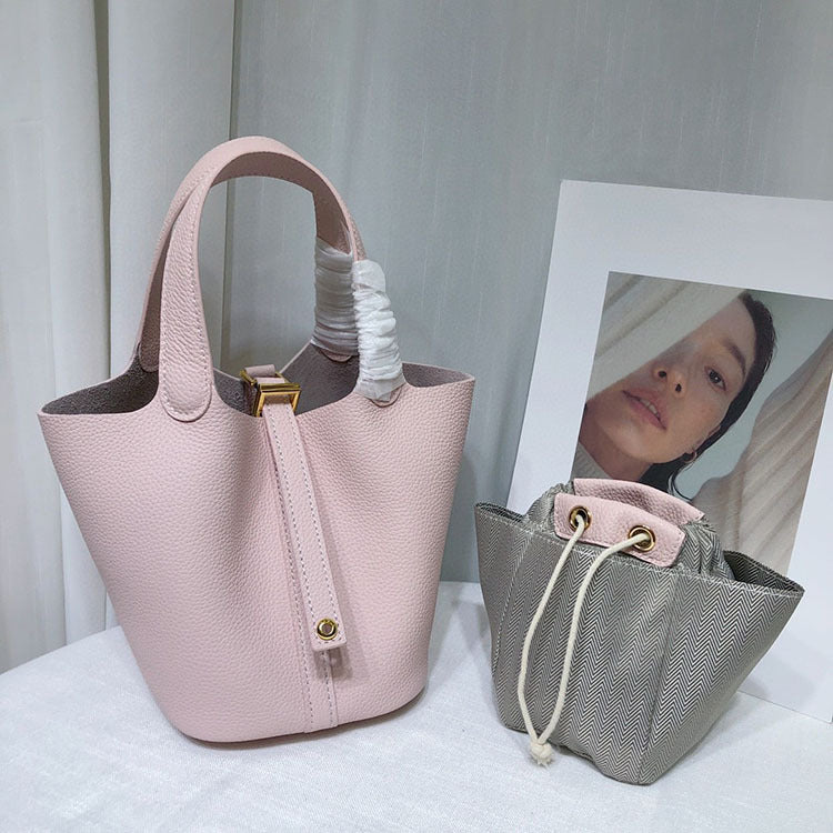 Women's Prepuce Vegetable Basket First Layer Cowhide Handbags