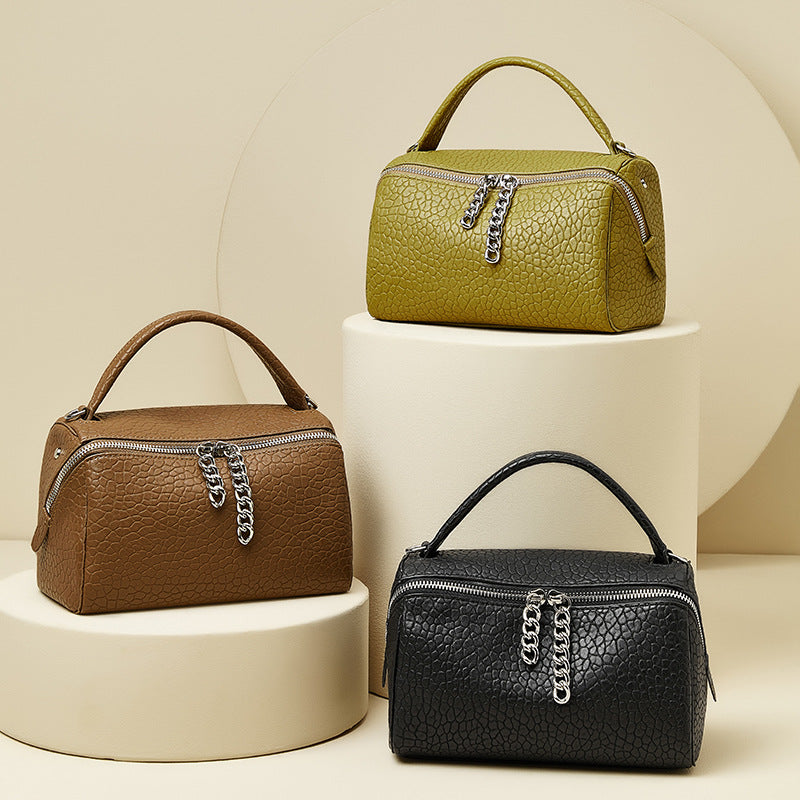 Women's Strictly Selected Retro Boston Genuine Leather Crossbody Bags
