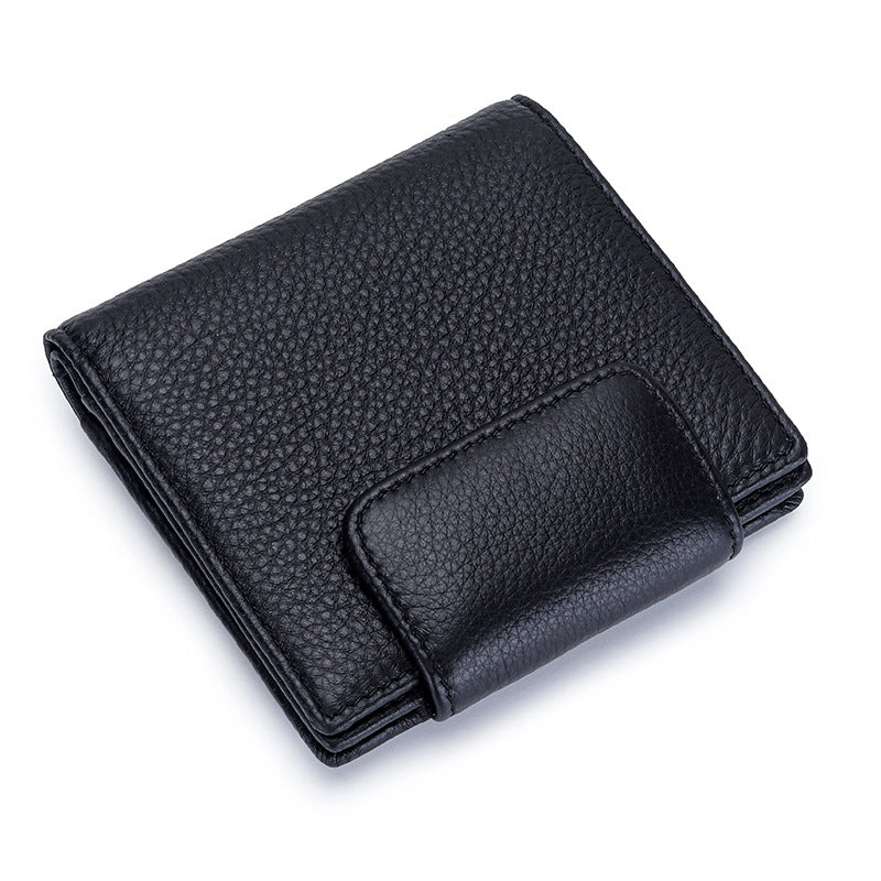 Soft Short Cowhide Folding Female Genuine Ladies Wallets