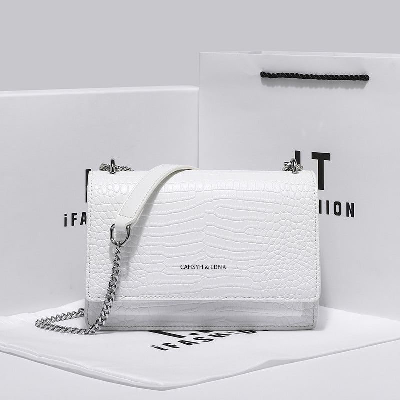 Women's Surrogate Shopping High-grade Genuine Leather Crocodile Pattern Versatile Chain Crossbody Bags