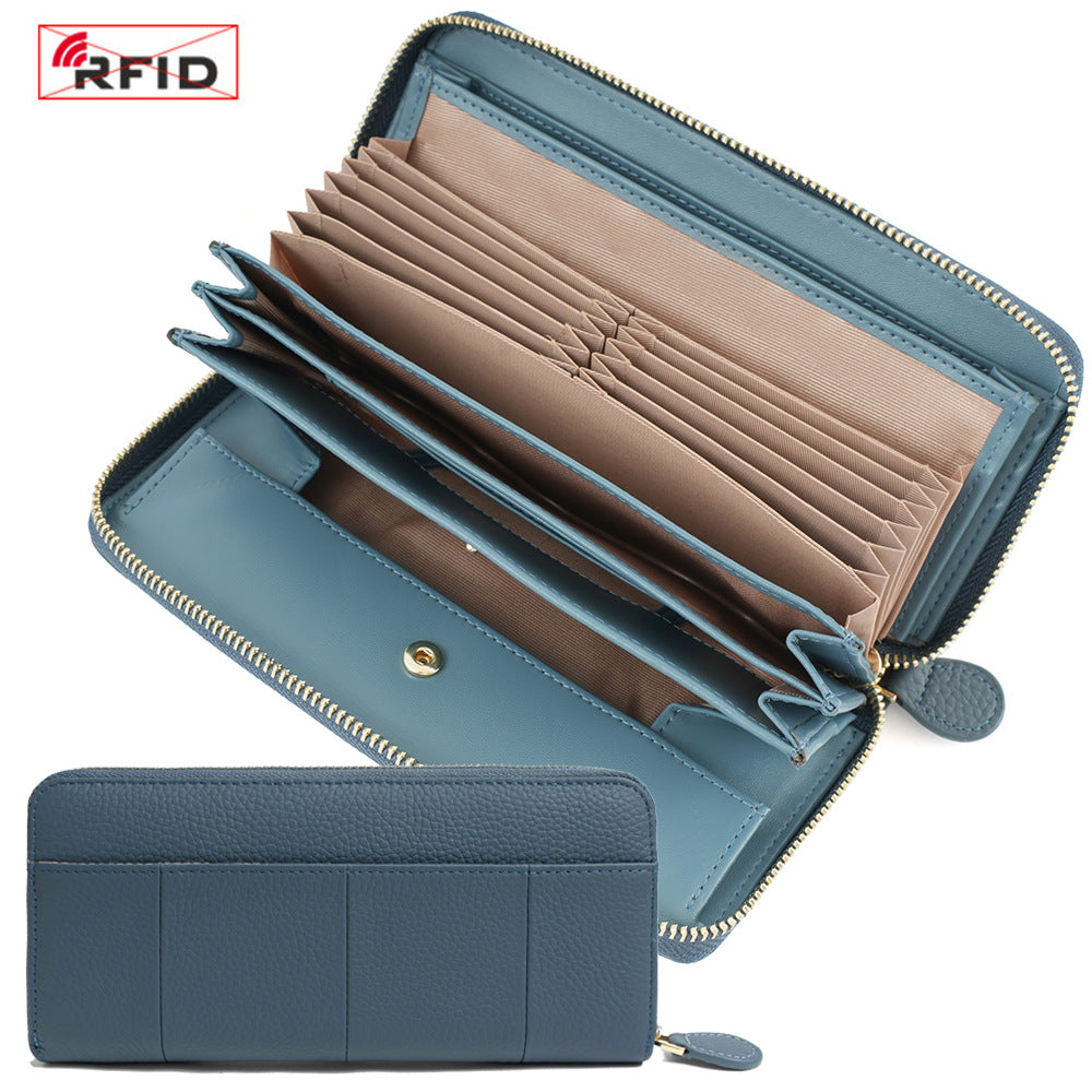 Women's Long Genuine Leather Multiple Slots Large Ladies Wallets