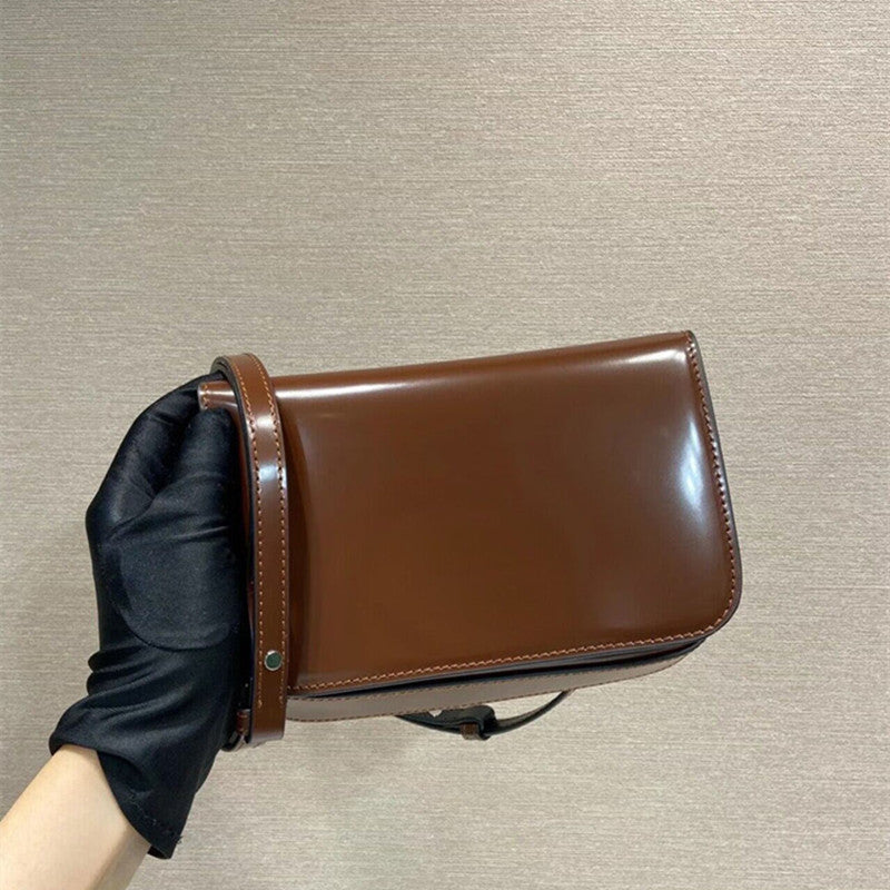 Women's Brown Bright Leather Exquisite High Sense Crossbody Bags