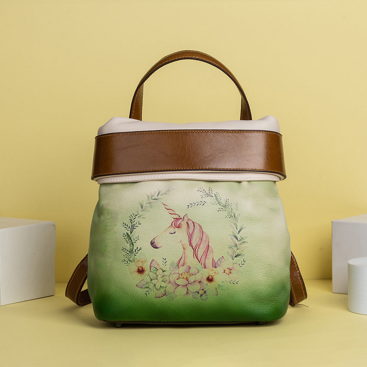 With Goods First Layer Cowhide Chinese Backpacks