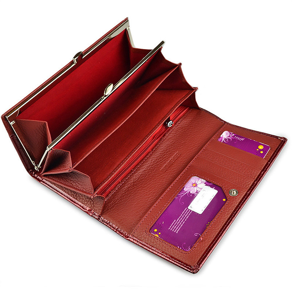 Women's Patent Leather Genuine Female Crocodile Pattern Ladies Wallets