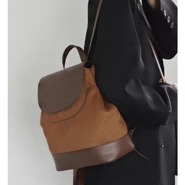 Design Leather Female Contrast Color Versatile Backpacks