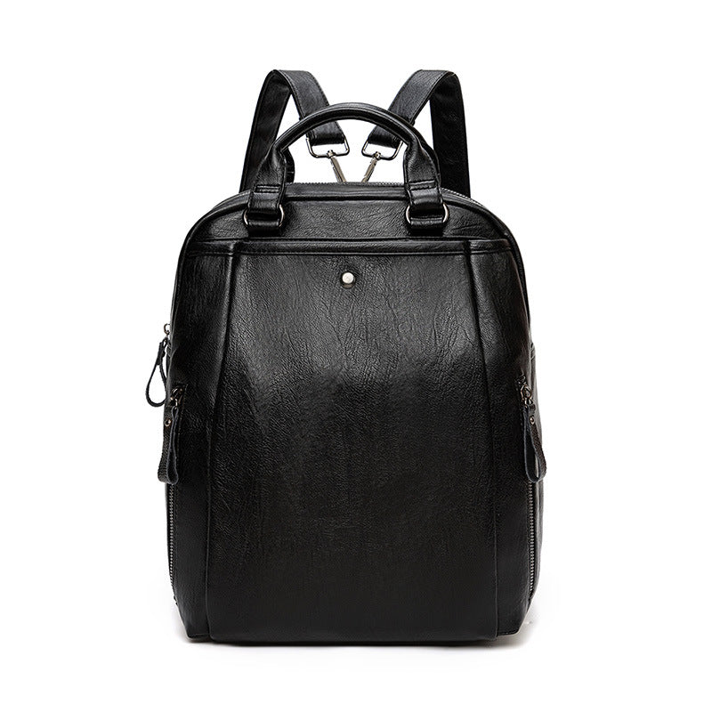 Women's Patchwork Soft Leather Simple Commute Backpacks
