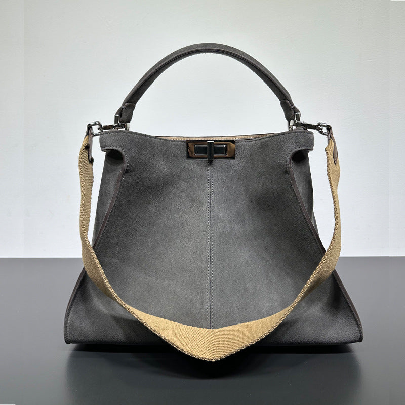 Women's Leather Frosted Cowhide Metal Catch Portable With Handbags