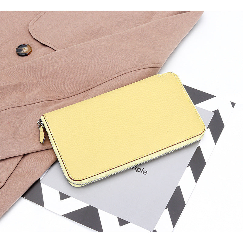 Long Genuine Leather Zipper Large Capacity Ladies Wallets
