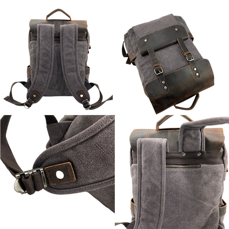 Pepper Salt Canvas Retro Textured Computer Backpacks
