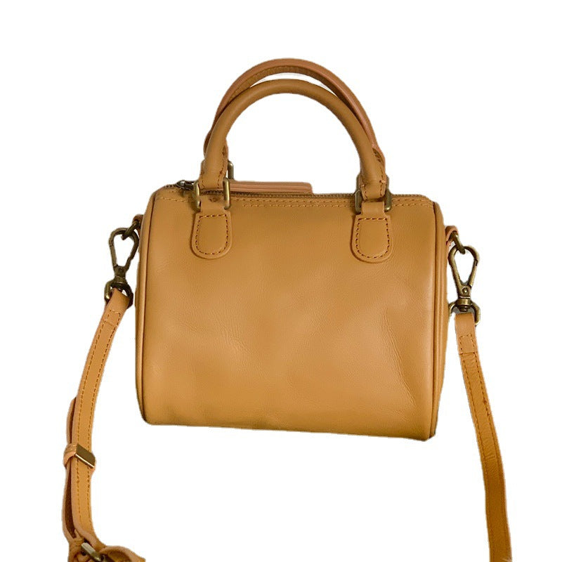 Women's Vintage Genuine Leather Commuter Boston Round Crossbody Bags