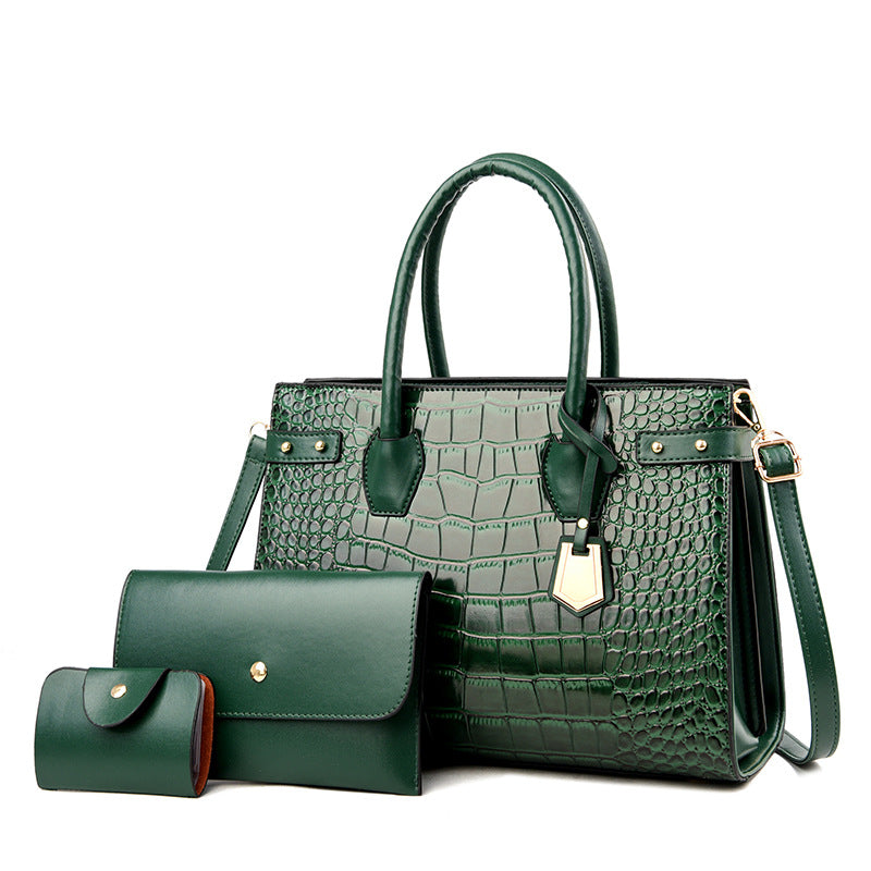 Women's Crocodile Pattern Match Sets Fashion Shoulder Bags