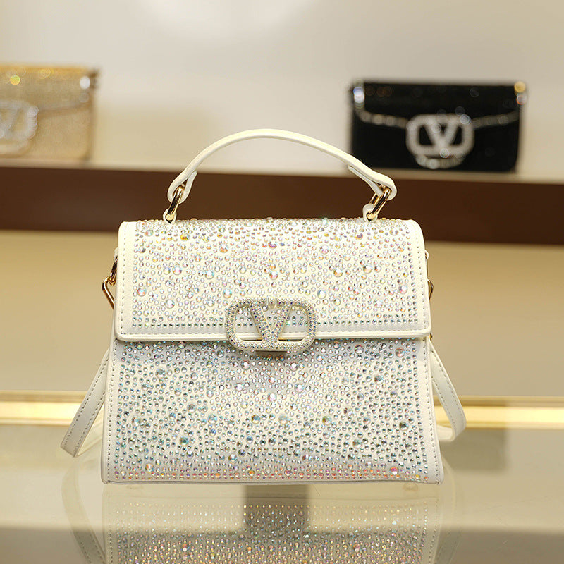 Women's Light Diamond High Quality Fashion Rhinestone Letters Crossbody Bags