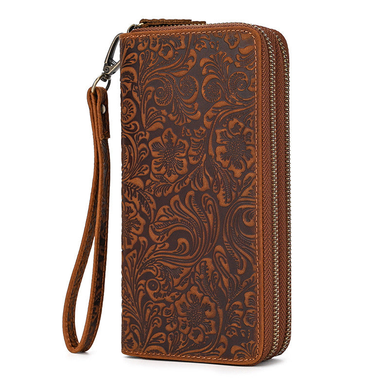 Men's Horse Leather Zipper Long Genuine Premium Men's Handbags