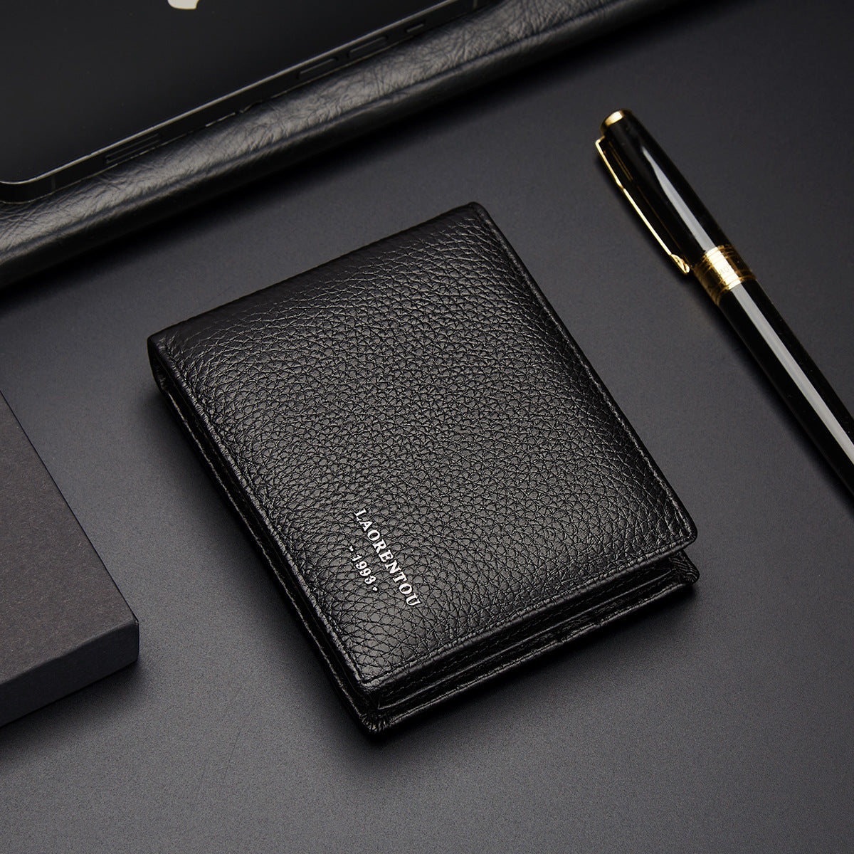 Men's License Leather Short Document First Layer Card Holder