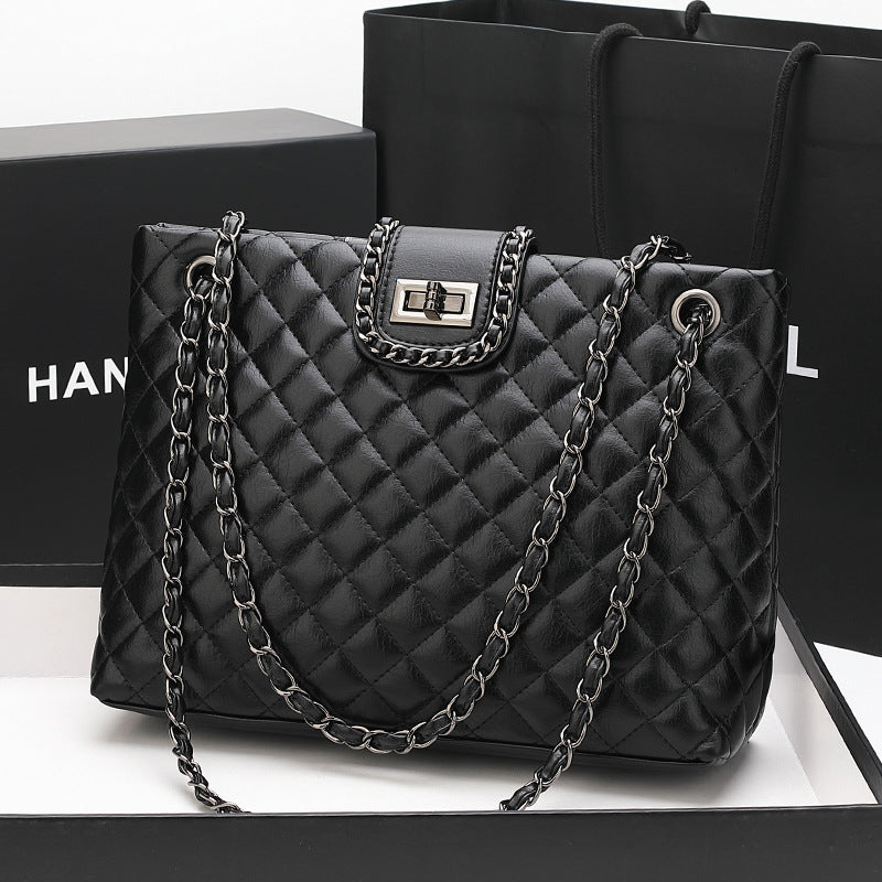 Women's Capacity Rhombus Chain High-grade Solid Color Shoulder Bags