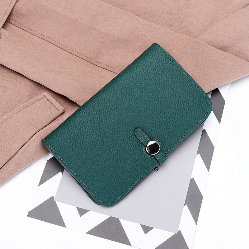 Women's Cowhide Inside Outside Long Clutch Large Ladies Wallets