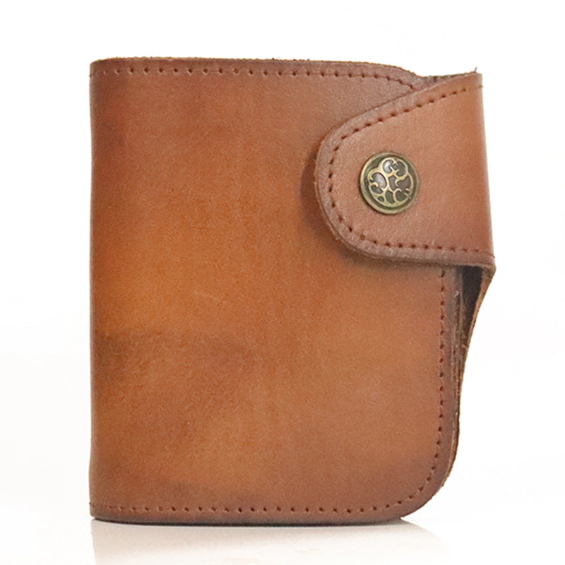 Men's Cowhide Retro Handmade Distressed Brushed Large Men's Wallets