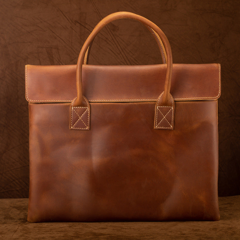 Men's Leather Portable Inch Computer First Layer Bags