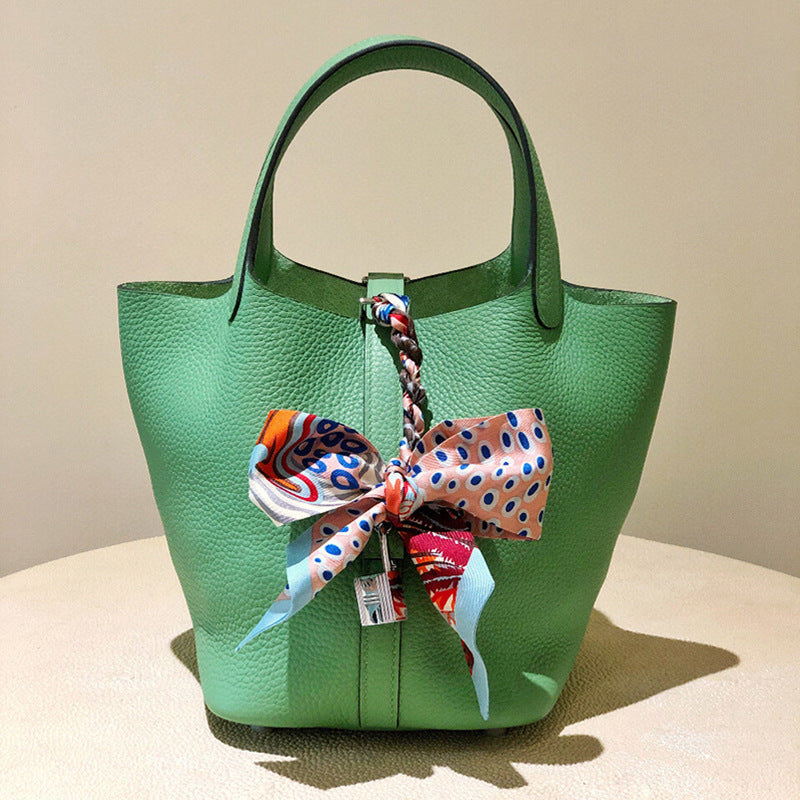 Women's Vegetable Basket Cowhide Portable Bridal Wedding Handbags