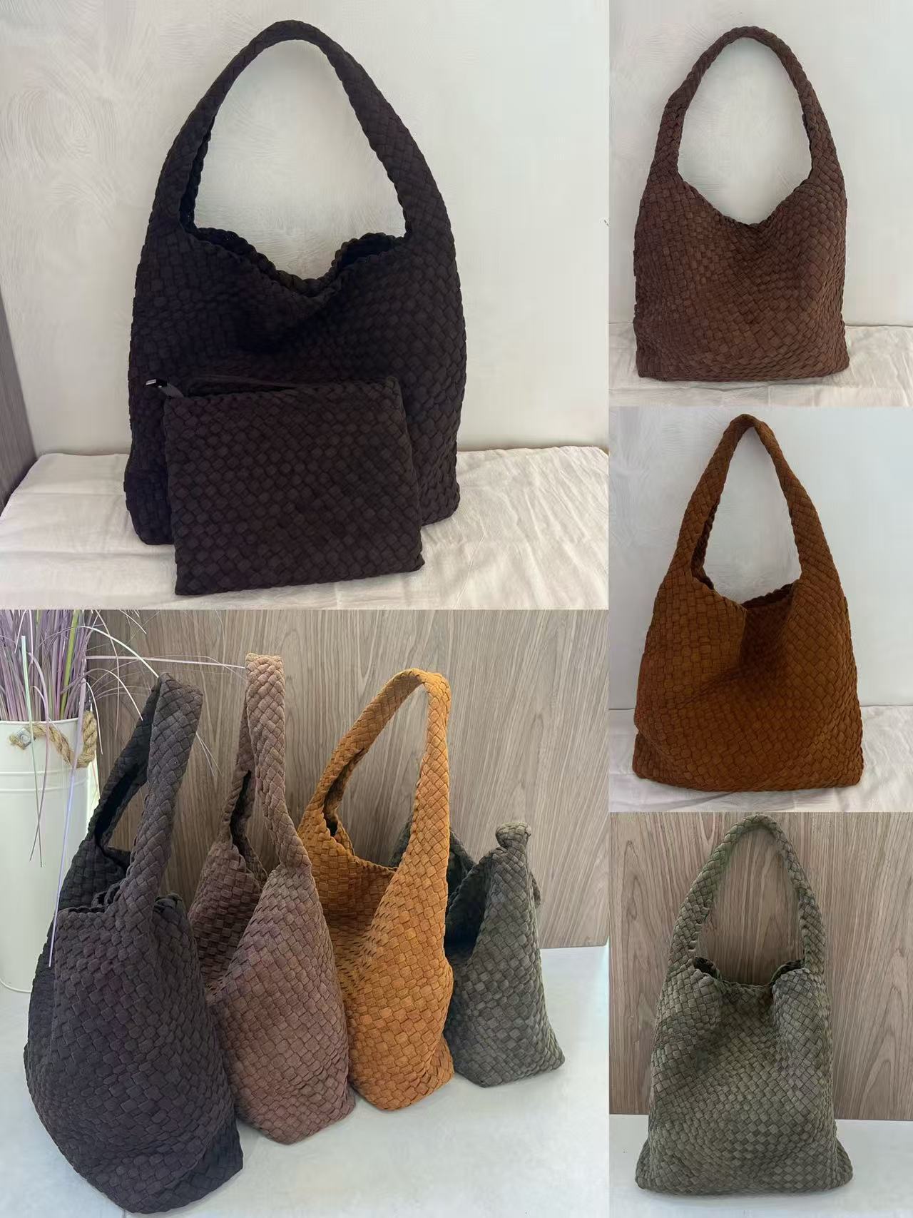 Women's High-grade Frosted Woven Fashionable Basket Shoulder Bags