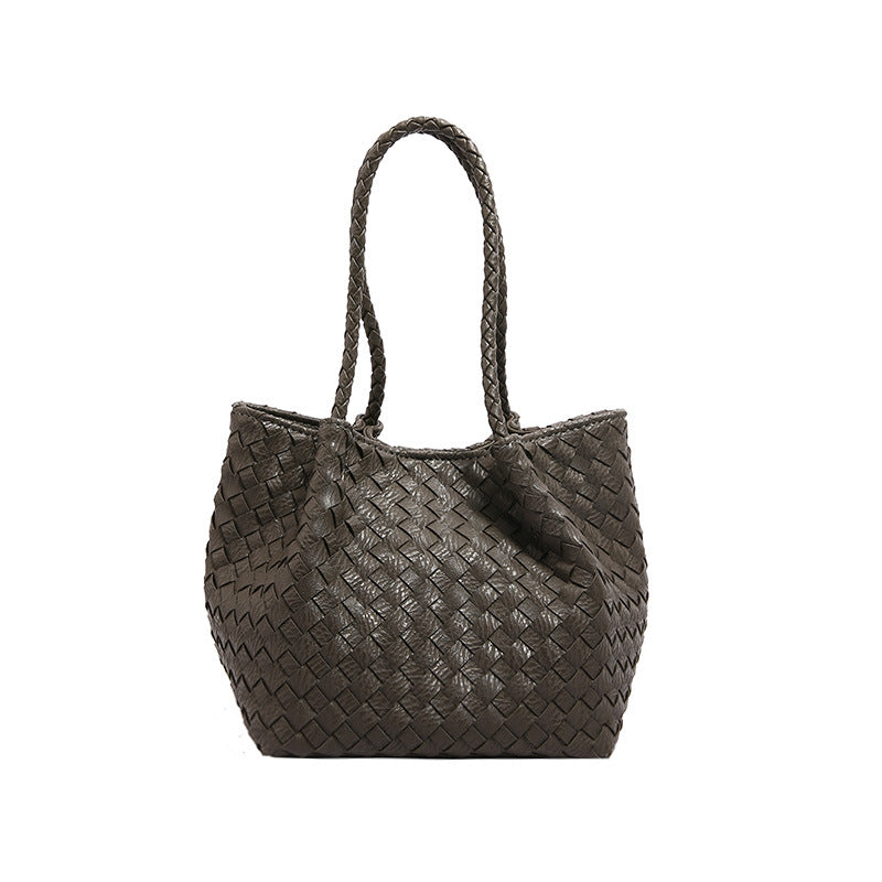 Women's French Style High Sense Woven Texture Shoulder Bags