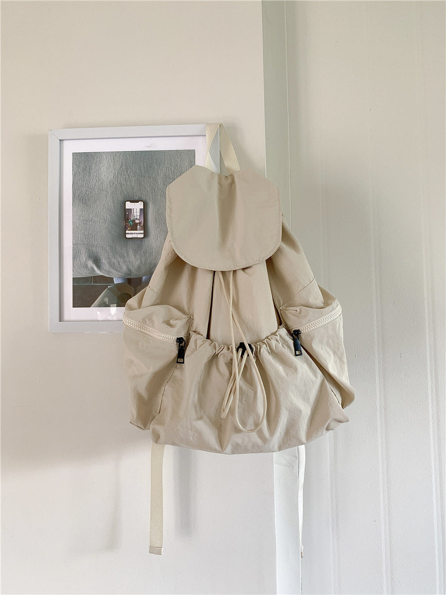 Women's Pleated Drawstring Nylon Niche Trendy Large Backpacks
