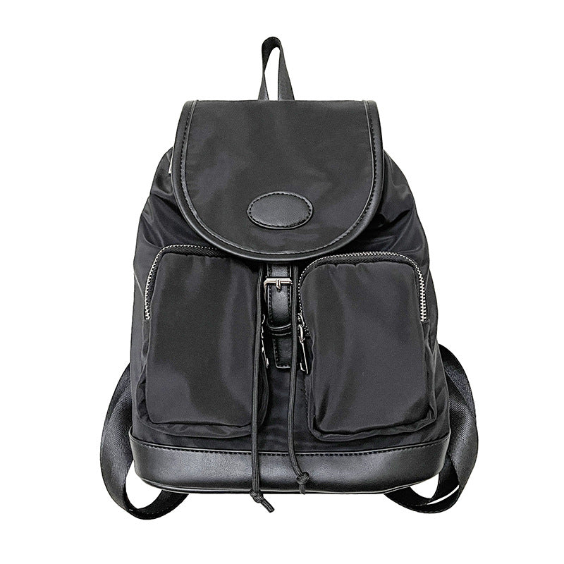 Women's Spring Simple Drawstring Black Fashion Large Bags