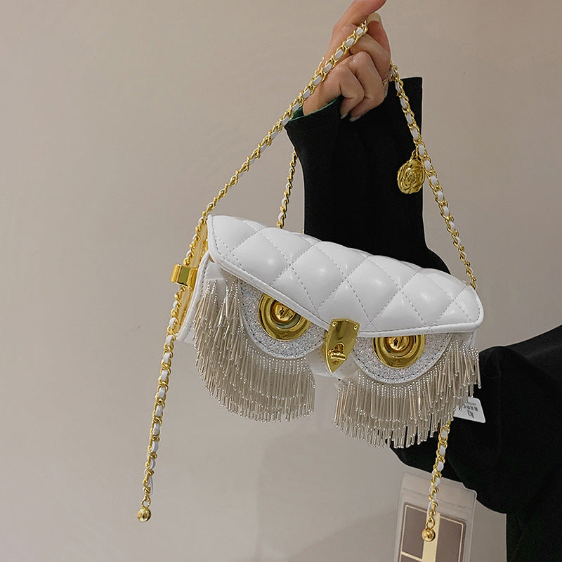 Women's Tassel Diamond Chain Round Funny Fashion Shoulder Bags