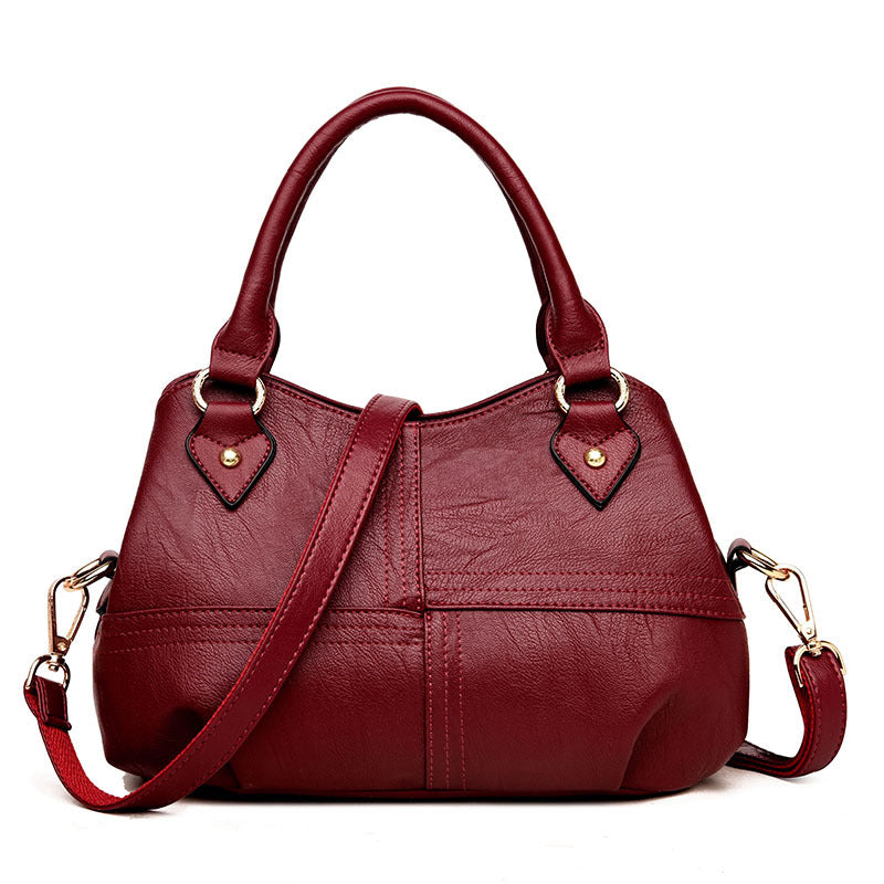 Women's Fashion Simple Texture Soft Leather Handbags