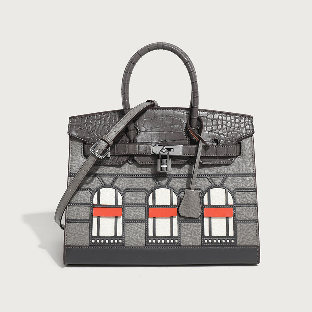 Women's Design Fashion Simple Platinum Leather Versatile Handbags