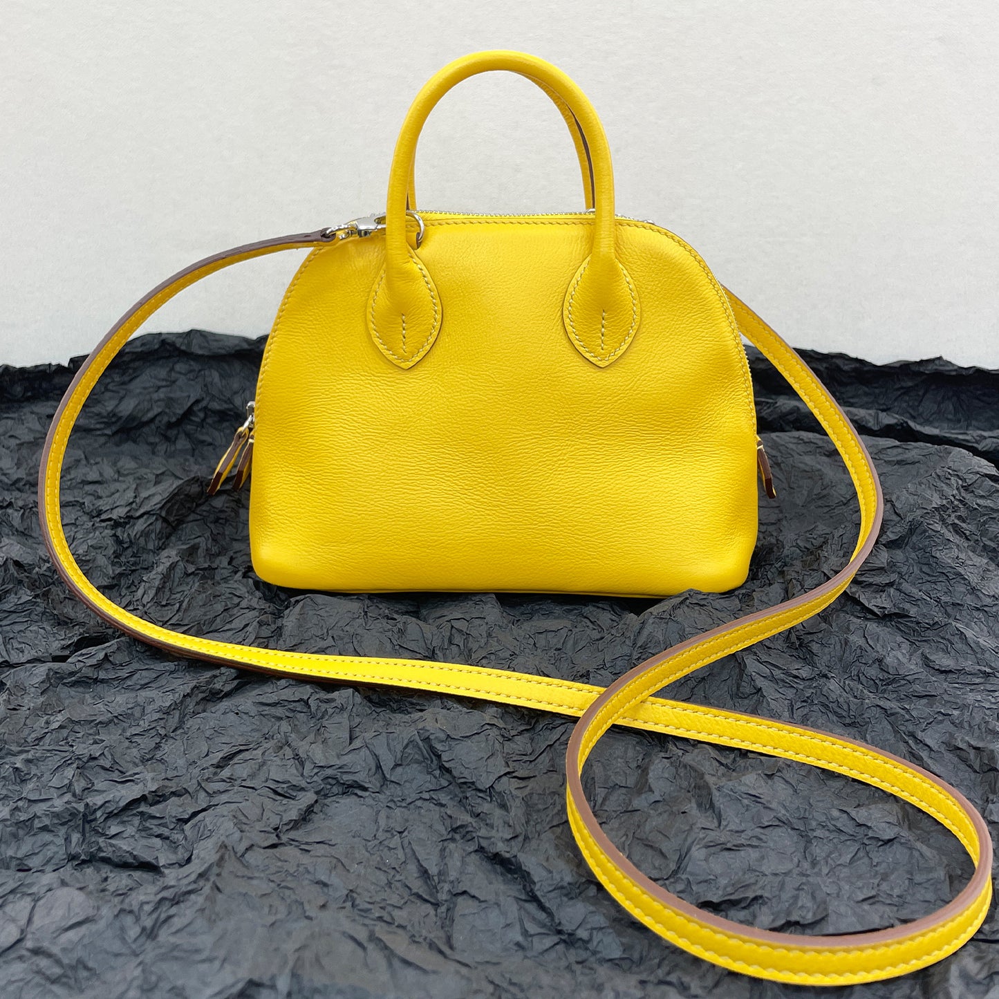 Half Wax Line Cowhide Mini Bowling Little Shell Crossbody Bags