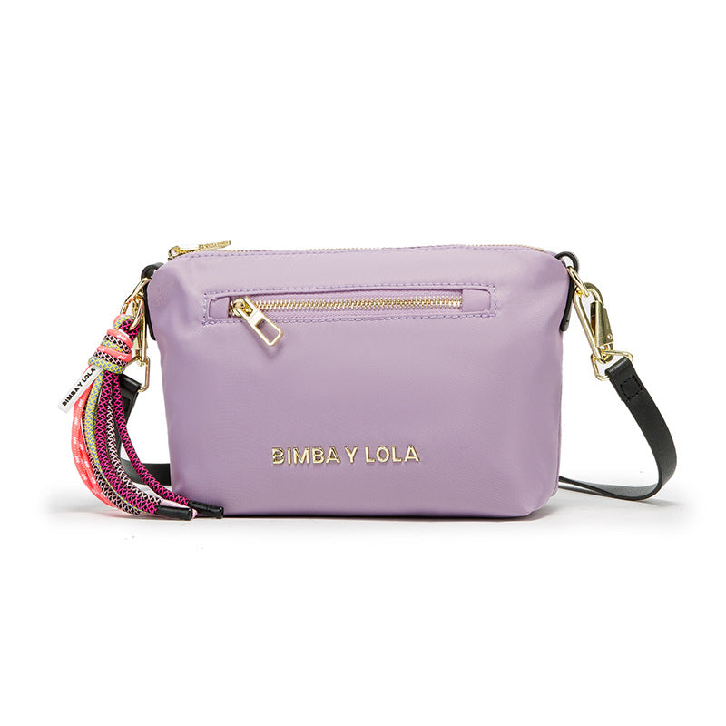 Women's Spanish Color Lanyard Letter Metal Zipper Shoulder Bags