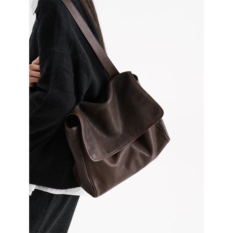 Women's Tanned Leather Cowhide Flip Vintage Soft Crossbody Bags