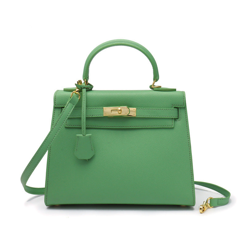 Women's Palm Print Cowhide Platinum Twist Genuine Handbags