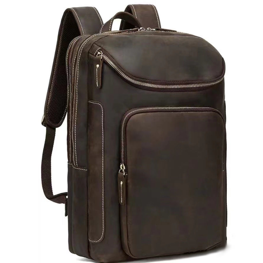 Men's Crazy Horse Leather Vintage Genuine Large Backpacks