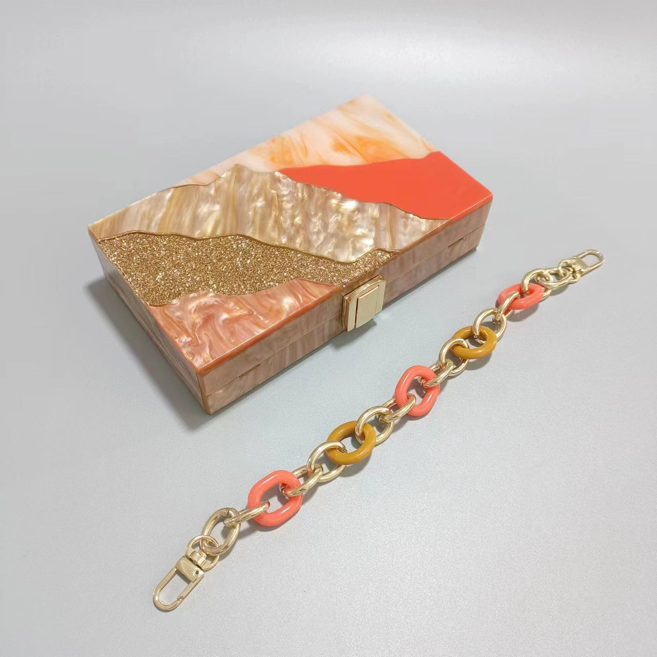 Women's Stitching Acrylic Wedding Banquet Clutch Chain Bags