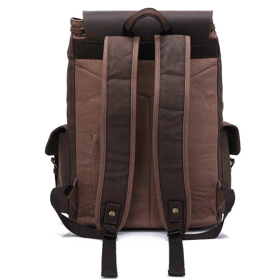 Men's Crazy Horse Leather Retro Oil Wax Backpacks