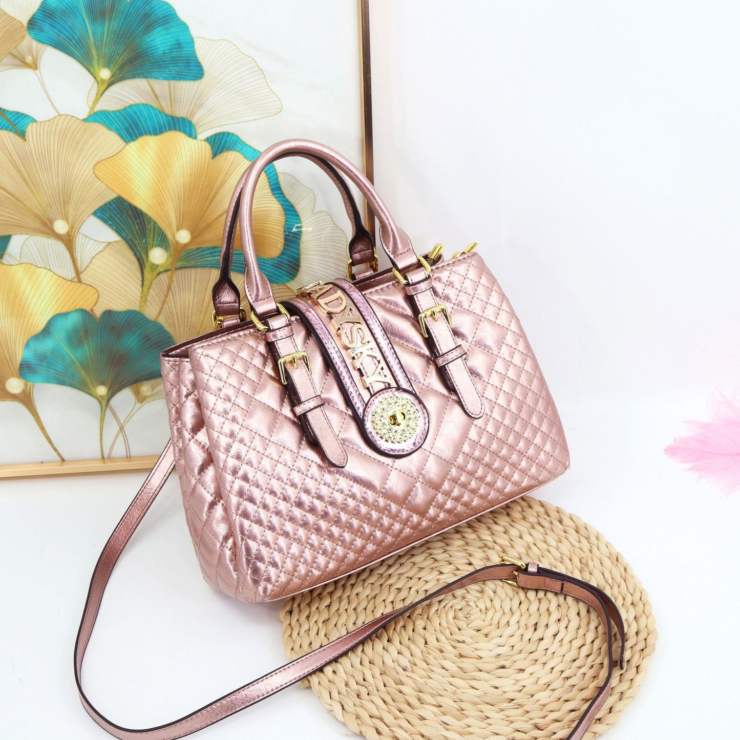 Women's Embroidery Thread Pu Leather Diamond Large Handbags