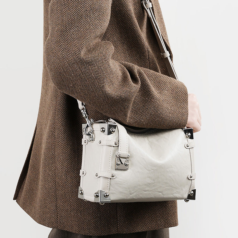 Women's Leather Soft Box Top Layer Idle Crossbody Bags