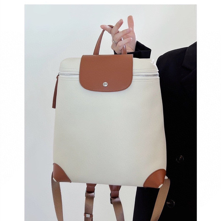 Women's High-grade First Layer Leather Computer Backpacks